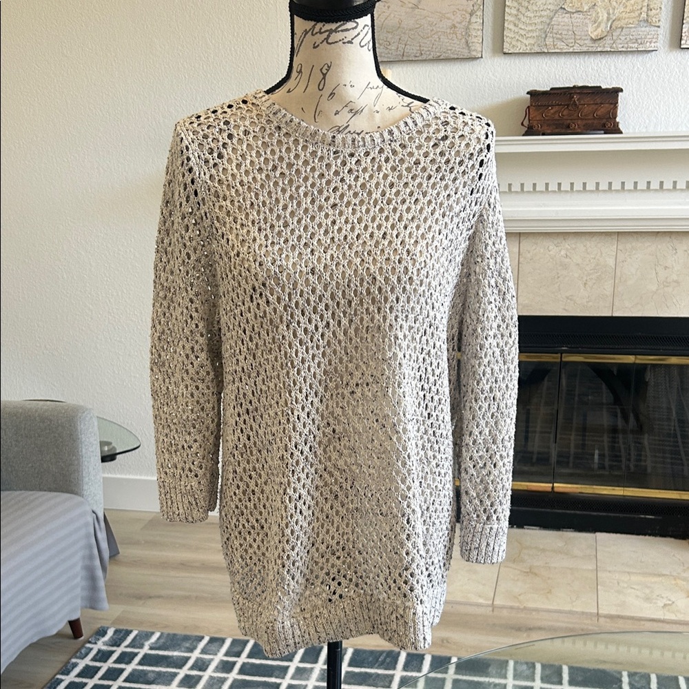 INC International Concepts Open-Knit Sweater in Beige